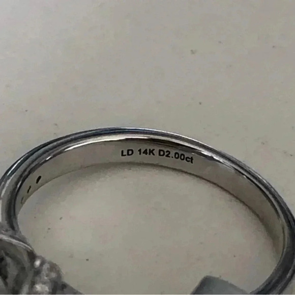 SZ 5 Certified 2 CT 14k White Gold Moissanite Engagement & Wedding Ring - Picture 7 of 11